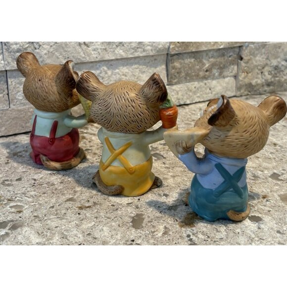 Homco Mice Figurines with Cheese/Corn/Carrot Set of 3 Anthropomorphic - Picture 5 of 7